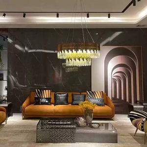 Juego de Sofás de Cuero Genuino Minimalista en Forma de <span class=keywords><strong>U</strong></span>, Estilo Italiano de Lujo Ligero, Muebles para el Hogar, Villa de Alta Gama, Sala de Estar Grande - Product Image 3