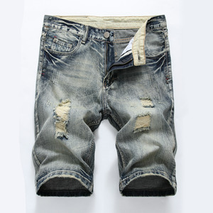 Pantaloncini traforati in <span class=keywords><strong>Denim</strong></span> da uomo con Jeans a gamba dritta - Product Image 2