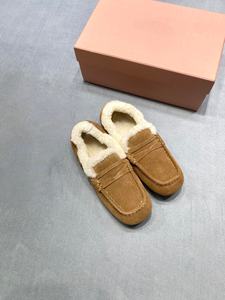 Chaussures plates marron luxueuses pour femmes de marque originale, chaussures décontractées moelleuses, chaussures pour femmes en cuir antidérapant douillet et chaud - Product Image 4