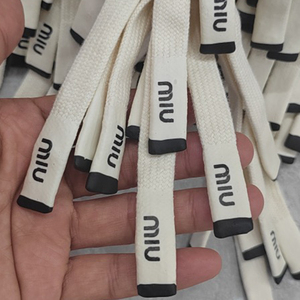 Cq אישית הדפסה שטוח 100% שרוך לוגו פוליאסטר קלוע קלוע גימור חוט/חבל עבור שקיות בגד - Product Image 2