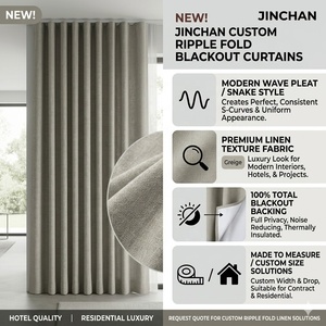 Cortinas Personalizadas con Curva en S GRS OEKO, Cortinas con Pliegues Ondulados Termosellados a Alta Temperatura, Estándar <span class=keywords><strong>Walmart</strong></span>, Marca Privada OEM para Proyectos Hoteleros - Product Image 1