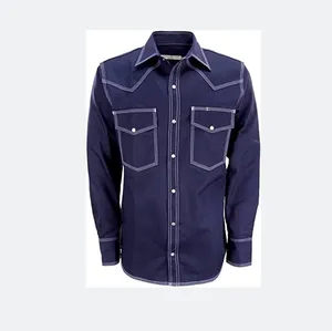 Custom Fire Resistant Fr Men's Shirts 100% Cotton Long Sleeve Welding Safety Work Shirts Flame Retardant Clothing