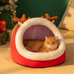 Christmas cat <b>bed</b>/dog <b>bed</b>, winter warm, all-season cat <b>bed</b>, cat villa, enclosed, fleece-lined, thickened cat <b>house</b> - Product Image 3