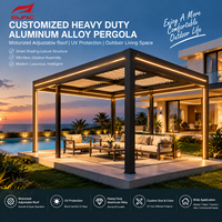 Pergola en aluminium de qualité commerciale avec toit rétractable en tissu, résistante aux intempéries, structure d'ombrage extérieure, couleur personnalisée