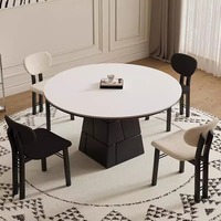 Base de château noir moderne petite table à plateforme ronde Table à manger nordique minimaliste en bois massif circulaire pour la maison