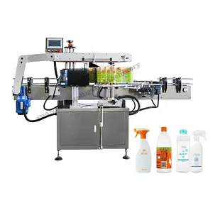 Machine d'étiquetage entièrement automatique, Machine d'étiquetage de bouteilles rondes plates en plastique à Double face, applicateur automatique d'étiquettes