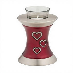 Top Grade Engraved Silver Heart Red Brass <b>T</b>- <b>Light</b> Urns for Human Ashes - Product Image 1