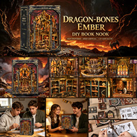 Kit de puzzle 3D en bois DIY pour niche à livres miniature, maison de poupée, monde magique, avec lumière sensorielle, jouet éducatif pour adultes
