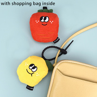 Logo personnalisé solide velours côtelé polyester dessin animé fruits pliable Shopping sac étanche RPET stockage Promotion réutilisable sac à main