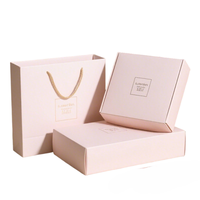 Cajas de papel con logotipo personalizado y bolsa de regalo, caja de correo barata con impresión de caja de maquillaje rosa