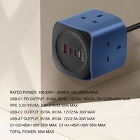 Stop Kontak Kubus 6 in 1 dengan Port Pengisian Daya USB PD, Stop Kontak Ekstensi Baru