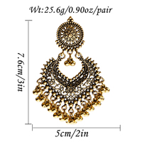 Boucles d'oreilles pendantes vintage en forme de cœur plaqué or pour femmes, accessoires de mode indiens, cadeau pour filles