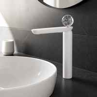 Robinet de lavabo monocommande en laiton massif, finition cristal blanc laiteux, monotrou, mitigeur chaud/froid pour hôtel, villa, salle de bain