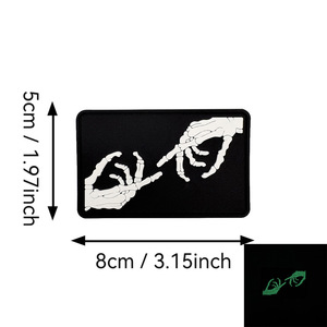 Bộ xương ngón tay tinh thần huy hiệu vá chiến thuật Ba lô cho armband PVC mềm cao su biểu tượng tùy chỉnh 3D thân thiện với môi ánh sáng ban đêm - Product Image 2