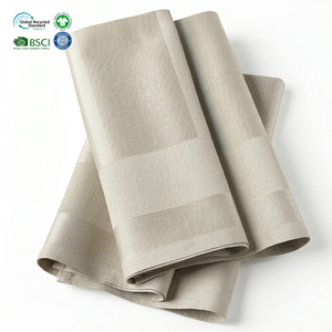 Servilletas de tela de satén de algodón beige de 20x20 pulgadas de grado comercial al por mayor, lavables, para la industria hotelera y la decoración de comedores. - Product Image 1