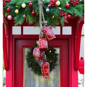 Vivanta 25 \ "largo rústico Vintage vaca campana viento carillón 5 cascabeles para interior exterior rojo Navidad Decoración Para perilla de puerta de jardín - Product Image 5