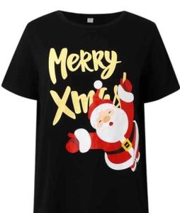 Kaus Merry Xmas lengan pendek dan celana kotak-kotak merah piyama Natal Set cocok PJS liburan keluarga <span class=keywords><strong>Jammies</strong></span> cetak untuk pasangan - Product Image 2