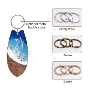 Environmental Walnut Wood Keychain <strong>Custom</strong> Resin Epoxy Sea Wave <strong>Keyring</strong> - Product Image 5
