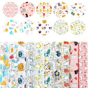 ฟิล์มพลาสติกไวนิลพิมพ์ลายแมวแมวแบบใสชุดรูปแบบการ์ตูนผ้าพีวีซีใสหนังสังเคราะห์กันน้ำสำหรับกระเป๋า - Product Image 2