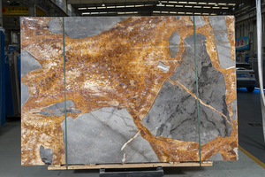Dalle de marbre marron <span class=keywords><strong>motif</strong></span> Fleur d'Or, <span class=keywords><strong>motif</strong></span> armure or et marron complexe, OEM, pour mur décoratif de palais et médaillon de sol royal - Product Image 3