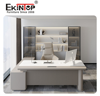 Ekintop Bureau de Direction Moderne Mobilier de Bureau Blanc Luxe Exécutif PDG Manager avec Tiroirs