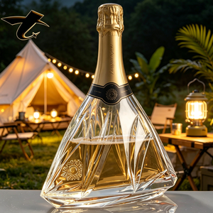 Botellas de Vidrio Transparente de Alta Calidad con Forma Personalizada, Tapón de Corcho, Capacidad de 700 ml y 750 ml para Brandy, Ron, <span class=keywords><strong>Tequila</strong></span>, Vodka, Ginebra y Bebidas Energéticas - Product Image 1