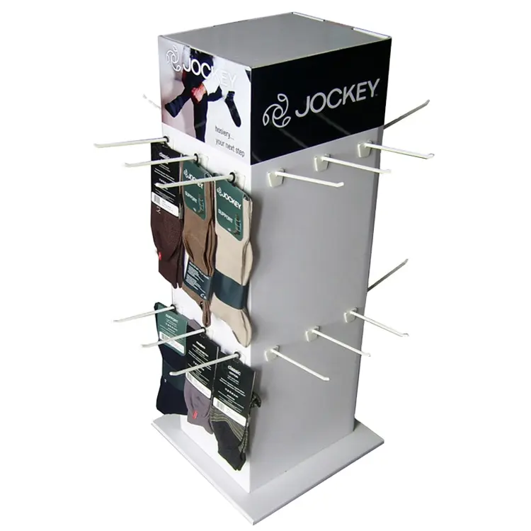 Custom Tafel Top Schoeisel Winkel Houten Display Voor Panty Sokken, opknoping Babysokjes Display Stand