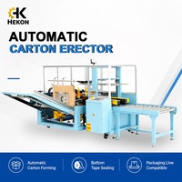 Machine d'emballage automatique de cartons HEKON, réglable, pour la logistique e-commerce, ouverture de caisses, pliage du fond, scellage, érecteur de cartons OEM