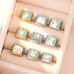 Serie Conejito de Pascua, Charms Modulares Italianos para Pulsera, Acero Inoxidable, Accesorios Desmontables para Correa de Reloj, Regalo Unisex - Product Image 4