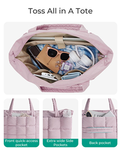 Large Shopping Bag with Expandable Design Puffer Travel Tote Bag for Work Yoga Gym Hand Bag - Product Image 5
