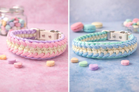 Collier pour chien en paracorde de luxe, fait main, tressé, avec breloque cœur, collier pour animal de compagnie en macramé, collier pour chien kawaii pastel