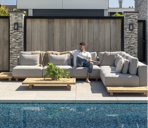 Canapé d'extérieur en bois massif pour salon de jardin, style moderne indonésien - Product Image 4