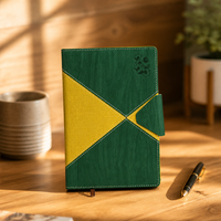 Carnet en cuir personnalisé avec logo, couverture rigide A5, bloc de couleur, rabat triangulaire, agenda, 5 couleurs, vente en gros, OEM