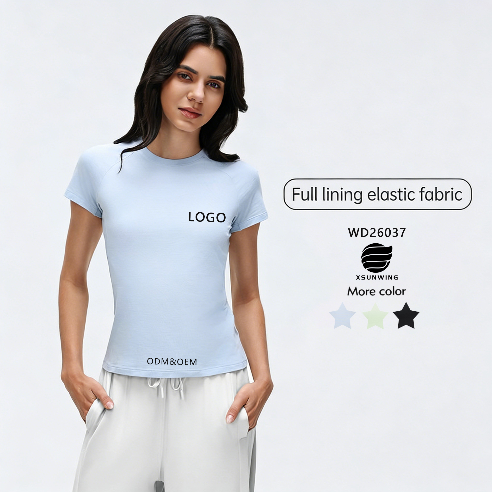 Xsunwing Women Lightweight Casual Back Reflective Strip Short Sleeve Running Yoga Wear T-Shirt Fitness Pickleball Tops WD26037