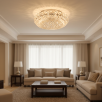 Plafonnier LED en cristal avec base en fer Zhongyi, télécommande, design moderne, finition chromée, compatible 220V, éclairage pour la maison et le bureau