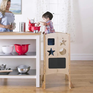 หอคอยไม้ไผ่เพื่อความปลอดภัยสำหรับเด็กวัยหัดเดินพร้อมกระดานดำ - Product Image 6