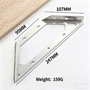 Support d'angle universel trapézoïdal en acier inoxydable, 90 degrés, type L, renforcé, pour cadre de lit en bois, table, chaise - Product Image 3