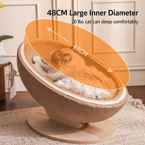 Ces lits à gratter pour chats en coquille d'œuf, en corde de chanvre, avec bol, et tapis à gratter durables pour chats d'intérieur - Product Image 3
