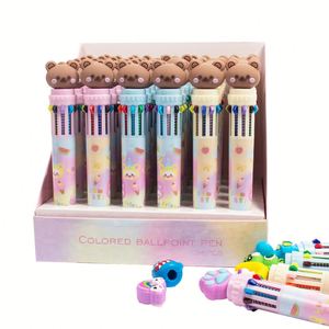 23 Mixed Design Very Cute Cartoon <b>Retractable</b> 10 Color Ball <b>Pen</b> - Product Image 1
