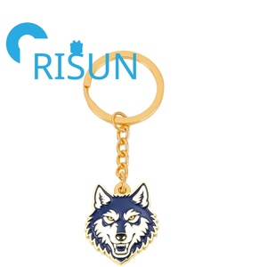 <span class=keywords><strong>Porte</strong></span>-clés en métal 3D Tête de Loup, Personnalisé, Émail Souple et Dur, Animal Sauvage des Montagnes, Loup Gris Hurlant, Vente en Gros - Product Image 2