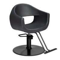 Fauteuil inclinable tout noir robuste 360 ° Chaise de coiffeur pivotante hydraulique pour salon de coiffure, équipement de salon avec structure métallique durable