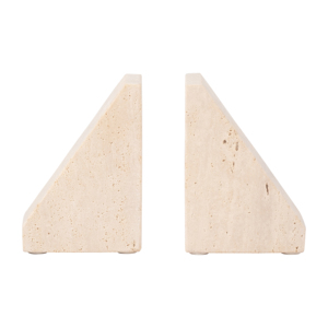 Fermalibri triangolari in travertino, accessori moderni ed eleganti per libreria, decorazioni da tavolo per la casa. - Product Image 1