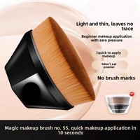 Pinceau de maquillage Z001 Magic Foundation Brush, sans traces, ne retient pas la poudre, portable, tête plate en forme de pétale, fibres synthétiques, manche en plastique