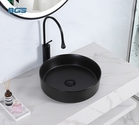 Lavabo de salle de bain moderne en béton de forme ronde, coloré, luxueux, écologique, avec drain, capacité de 9 L
