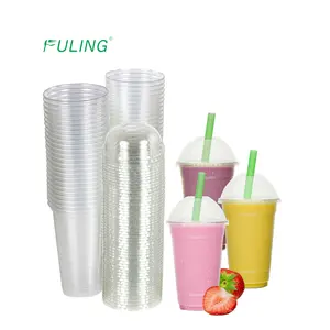 Doğum günü partileri büyük tek kullanımlık buzlu kahve kabarcık Boba çayı smoothie milkshake bardak 32 oz plastik kapaklı kupa