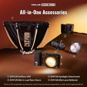 Luz LED ZHIYUN MOLUS X100 RGB Pro de 100W, Iluminación Portátil de Bolsillo de Plástico para Fotografía y Video en Exteriores - Product Image 4