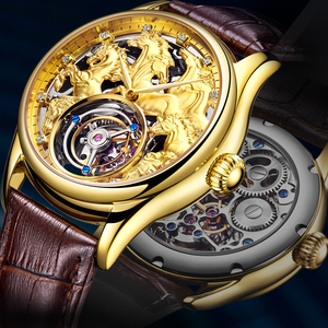 Drop Shipping Aesop 3D Horse Dial Real Tourbillon Men Watch Diamond <b>Scale</b> Skeleton Manual Movement <b>Mechanical</b> Sapphire Watches - Product Image 5