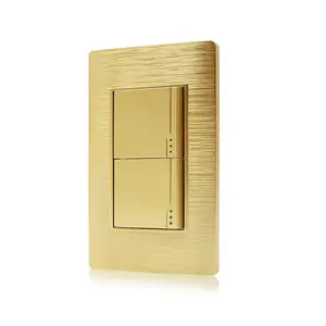 Golden Colour Electrical Wall Switch Socket 10A-16A 2 Gang 1 Way 3 Way 110V-250V Switch US Standard Light Switch