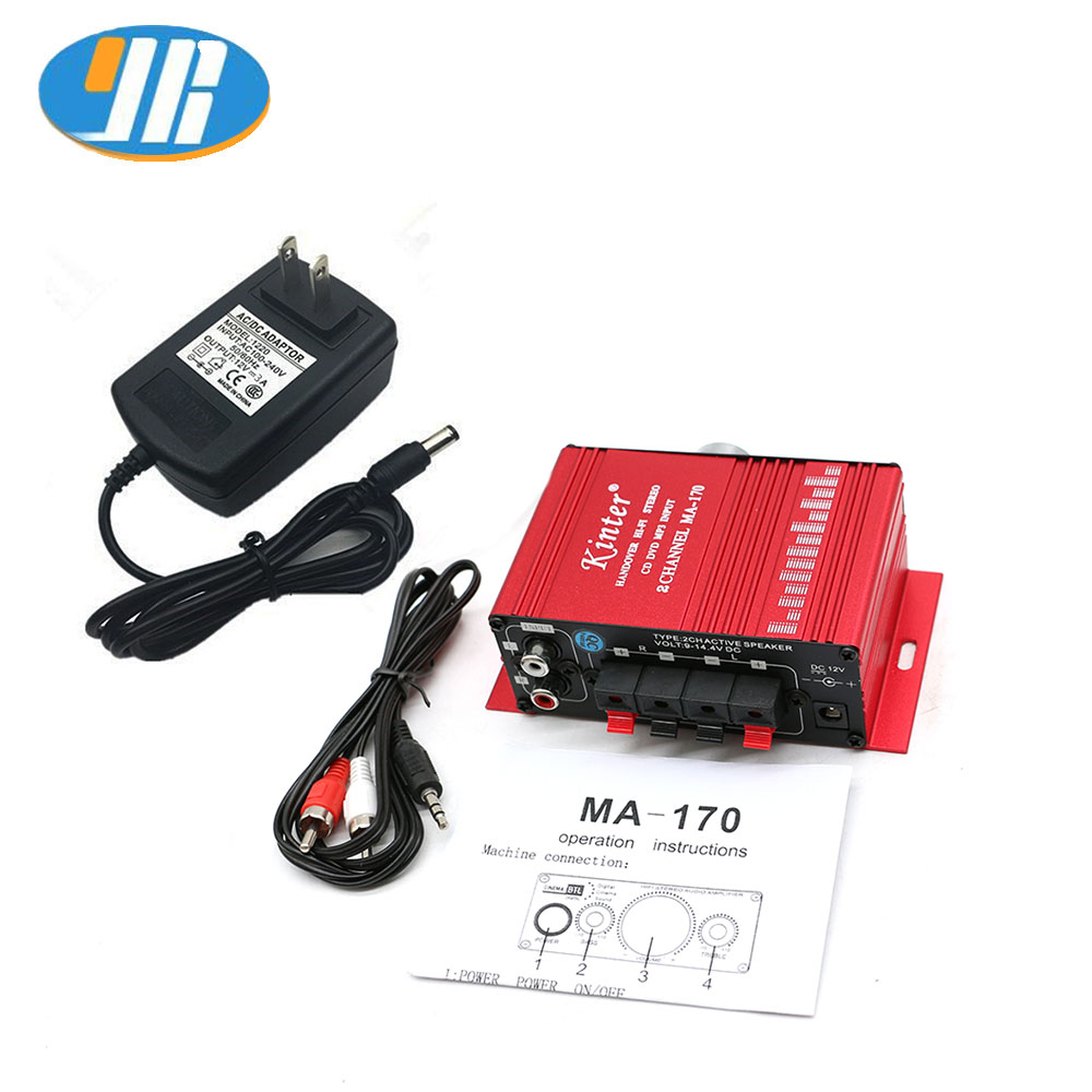 DC12V 2-канальный мини-Hi-Fi звуковой аудио усилитель мощности автомобильный усилитель с адаптером питания