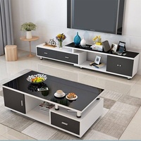 Meubles de maison modernes et simples, table basse de salon, meuble TV économique, 1,2 m/2 m, petit appartement, noir et blanc, rétractable